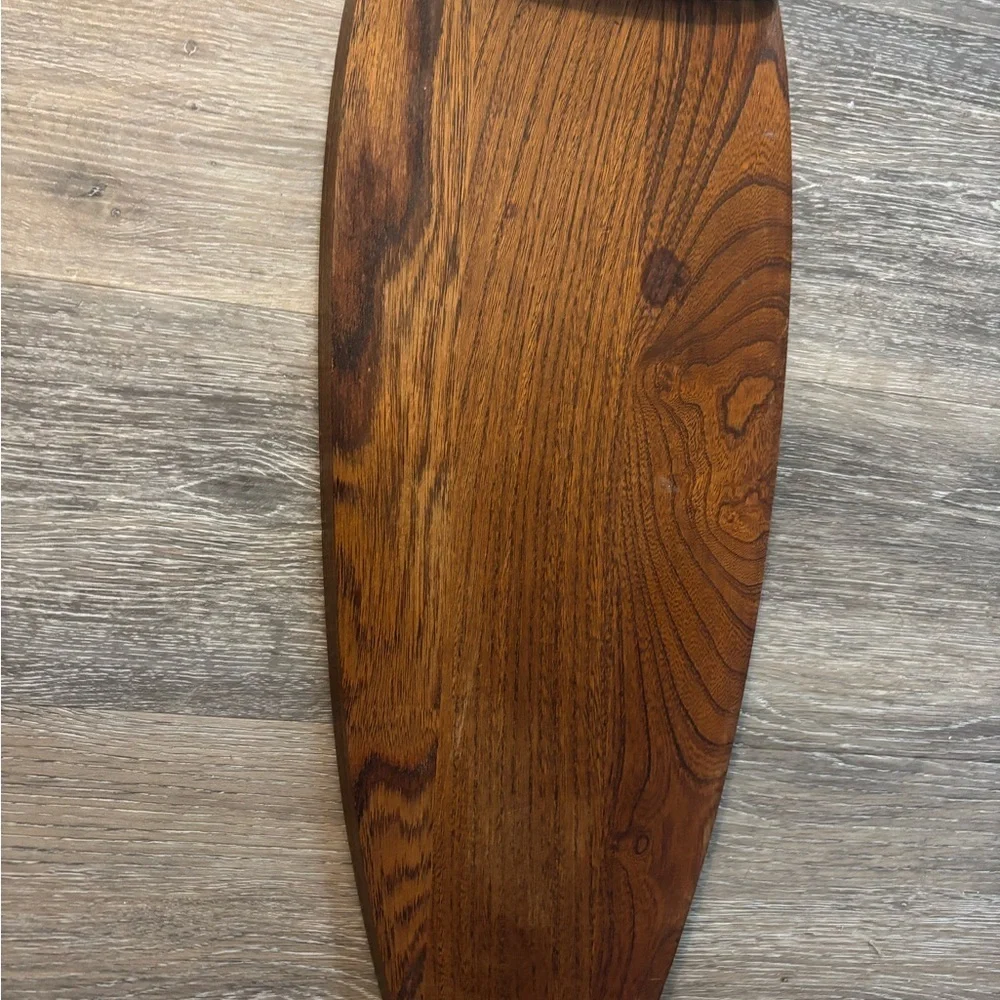 XL Wooden Salmom Fish-Shaped serving platter Cutting Board with Brass Accents